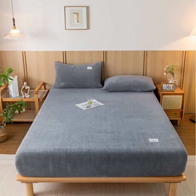 Drap-housse uni en flanelle douce