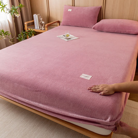 Drap-housse uni en flanelle douce