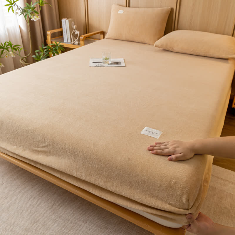 Drap-housse uni en flanelle douce