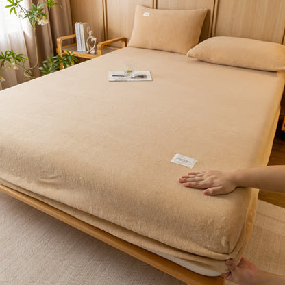 Drap-housse uni en flanelle douce
