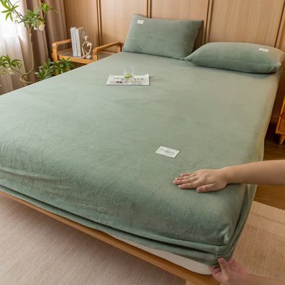 Drap-housse uni en flanelle douce