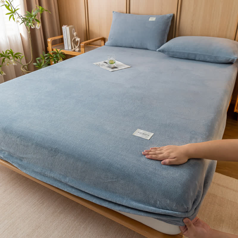 Drap-housse uni en flanelle douce