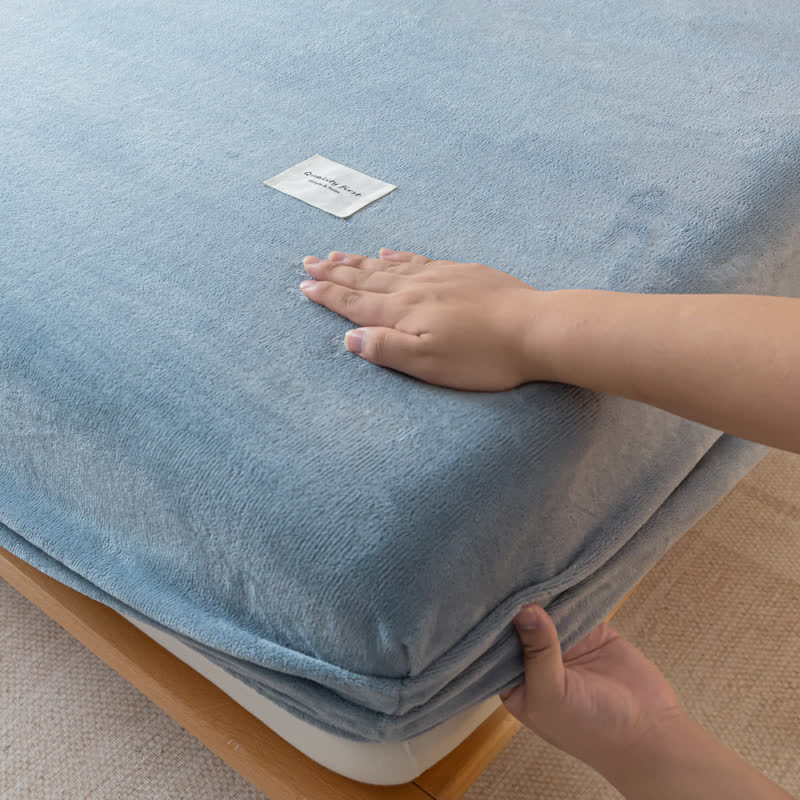 Drap-housse uni en flanelle douce