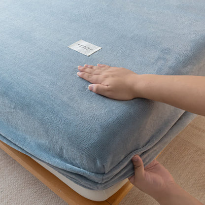 Drap-housse uni en flanelle douce