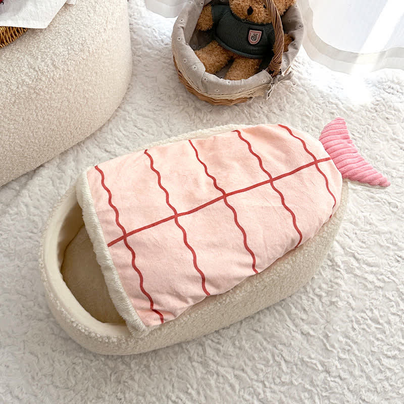 Lit polaire chaud pour animaux de compagnie en forme de sushi