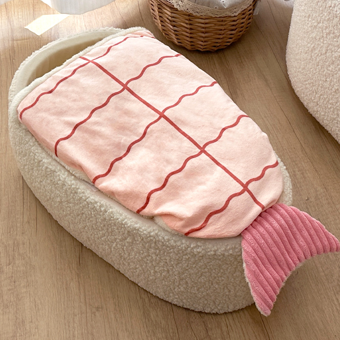 Lit polaire chaud pour animaux de compagnie en forme de sushi