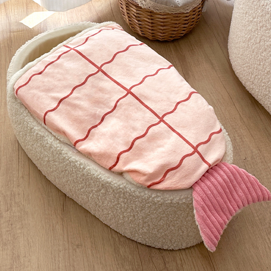 Lit polaire chaud pour animaux de compagnie en forme de sushi