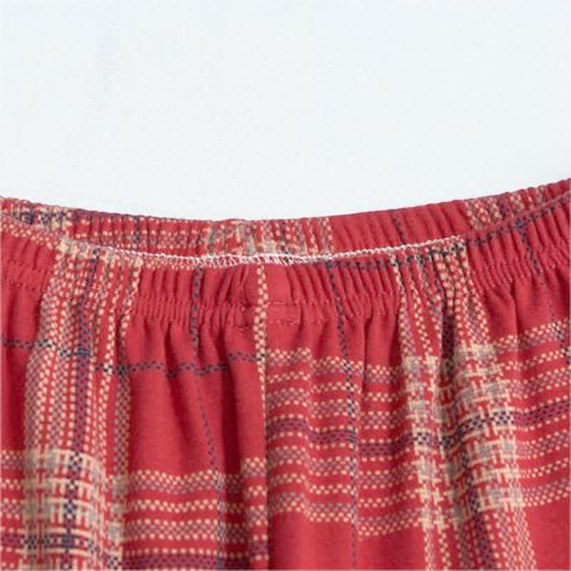 Ensemble pyjama en coton à motif quadrillé et manches longues