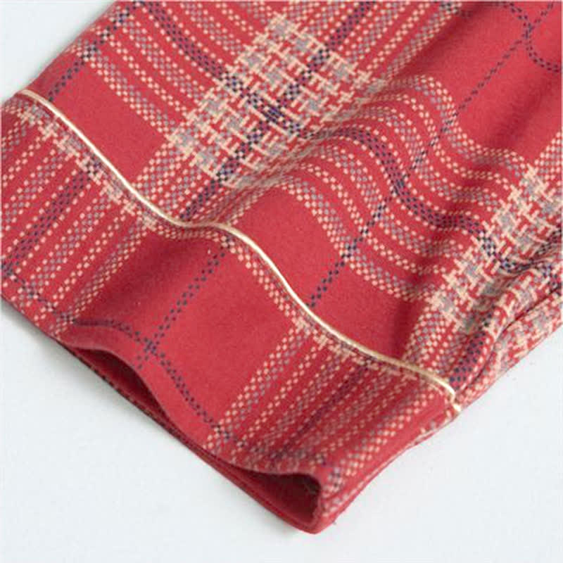 Ensemble pyjama en coton à motif quadrillé et manches longues