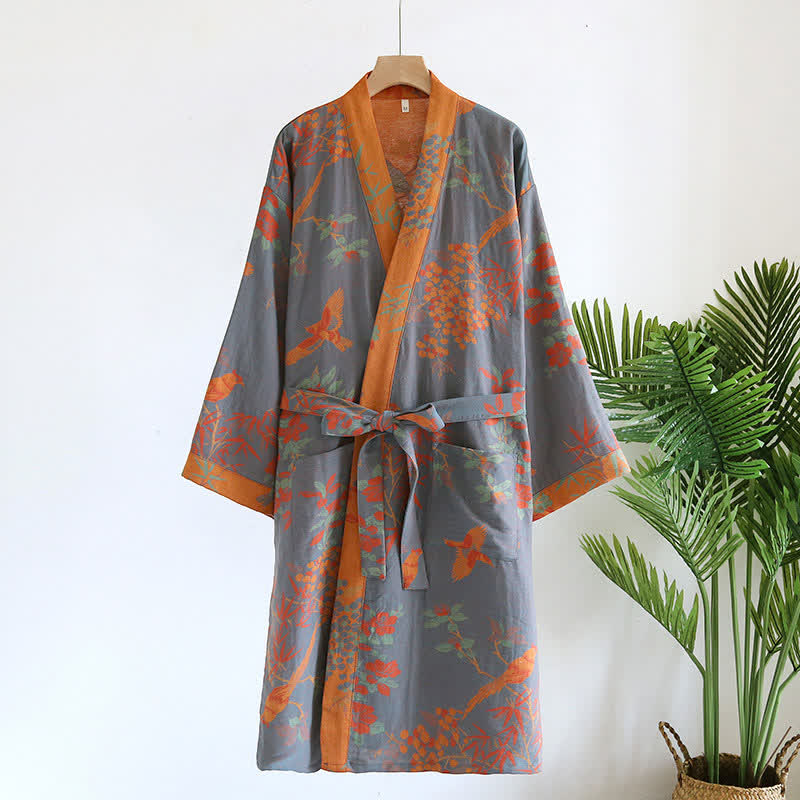 Peignoir jacquard de style rétro en gaze de coton de style pastoral