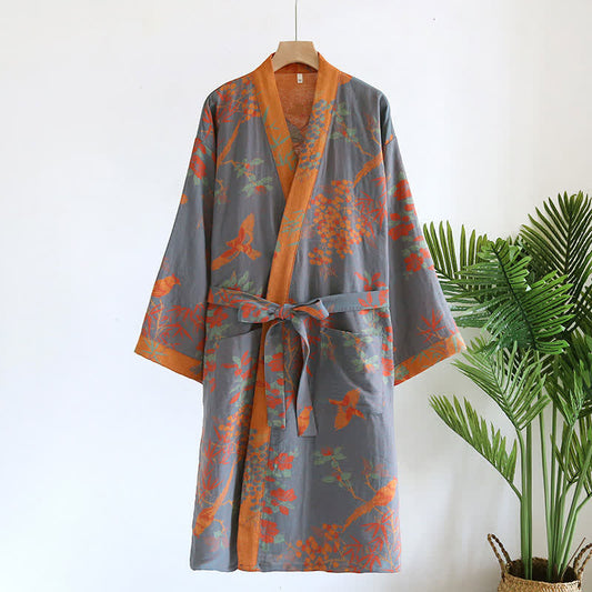 Peignoir jacquard de style rétro en gaze de coton de style pastoral