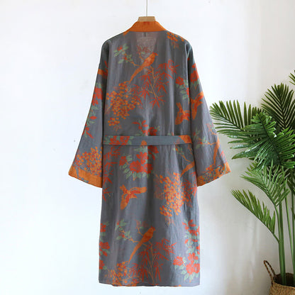 Peignoir jacquard de style rétro en gaze de coton de style pastoral