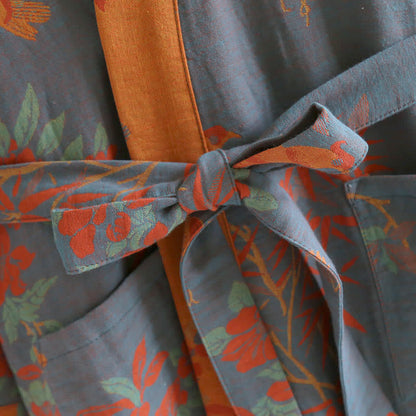 Peignoir jacquard de style rétro en gaze de coton de style pastoral