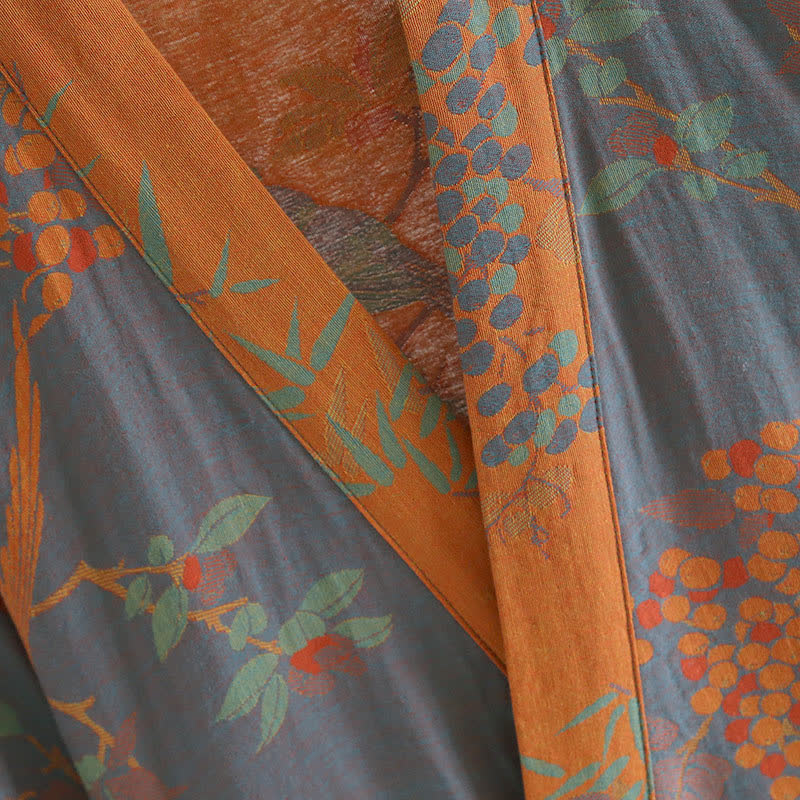 Peignoir jacquard de style rétro en gaze de coton de style pastoral