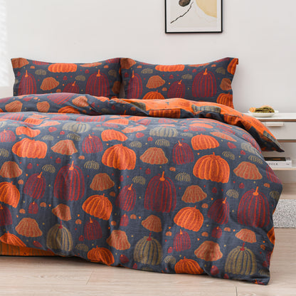 Parure de lit en gaze de coton citrouille (4 pièces)