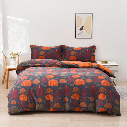 Parure de lit en gaze de coton citrouille (4 pièces)