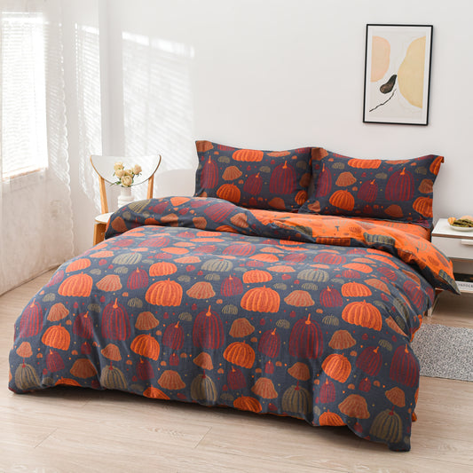 Parure de lit en gaze de coton citrouille (4 pièces)