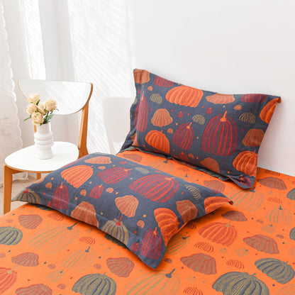 Parure de lit en gaze de coton citrouille (4 pièces)