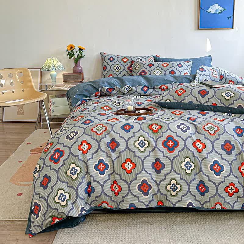Linge de lit respirant en pur coton de style bohème