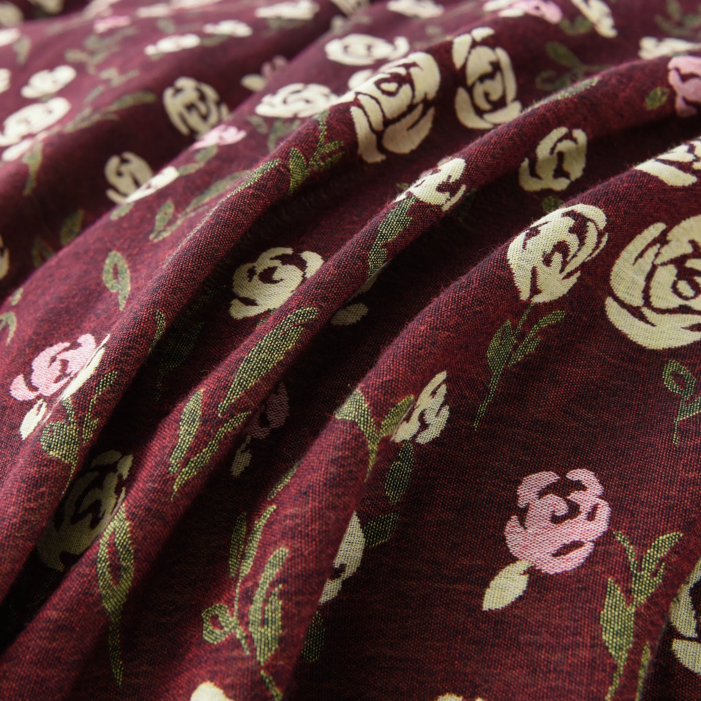 Parure de lit réversible en gaze de coton à motif rose (4 pièces)