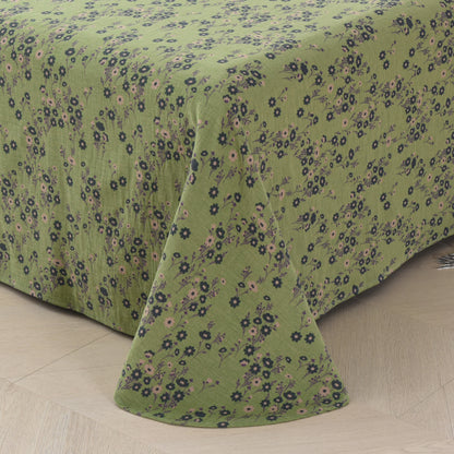 Parure de lit réversible en gaze de coton à motif floral (4 pièces)