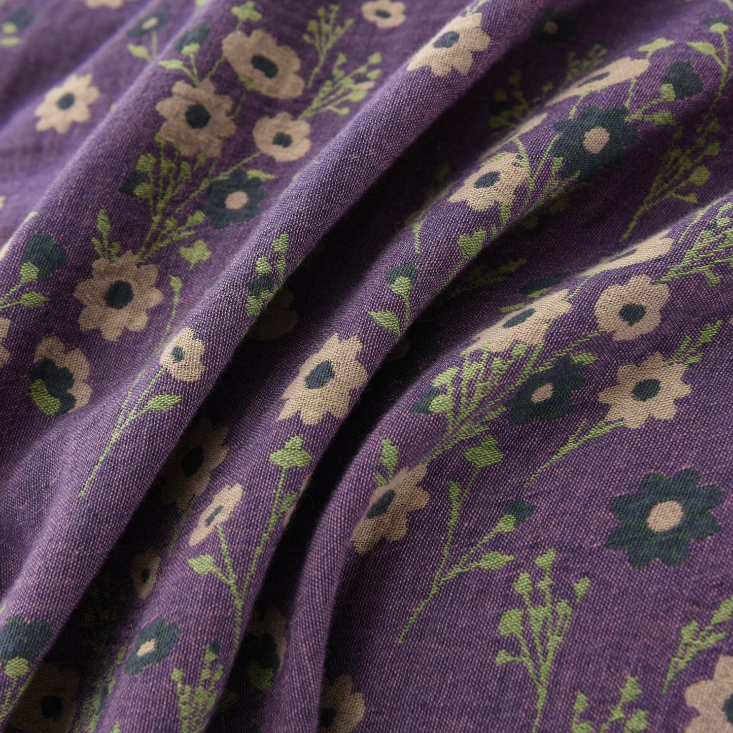 Parure de lit réversible en gaze de coton à motif floral (4 pièces)