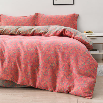 Parure de lit en coton avec housse de couette pastorale (4 pièces)