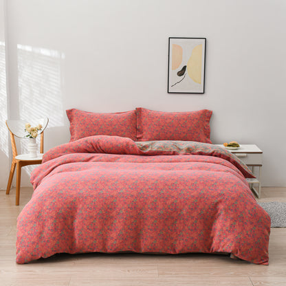 Parure de lit en coton avec housse de couette pastorale (4 pièces)