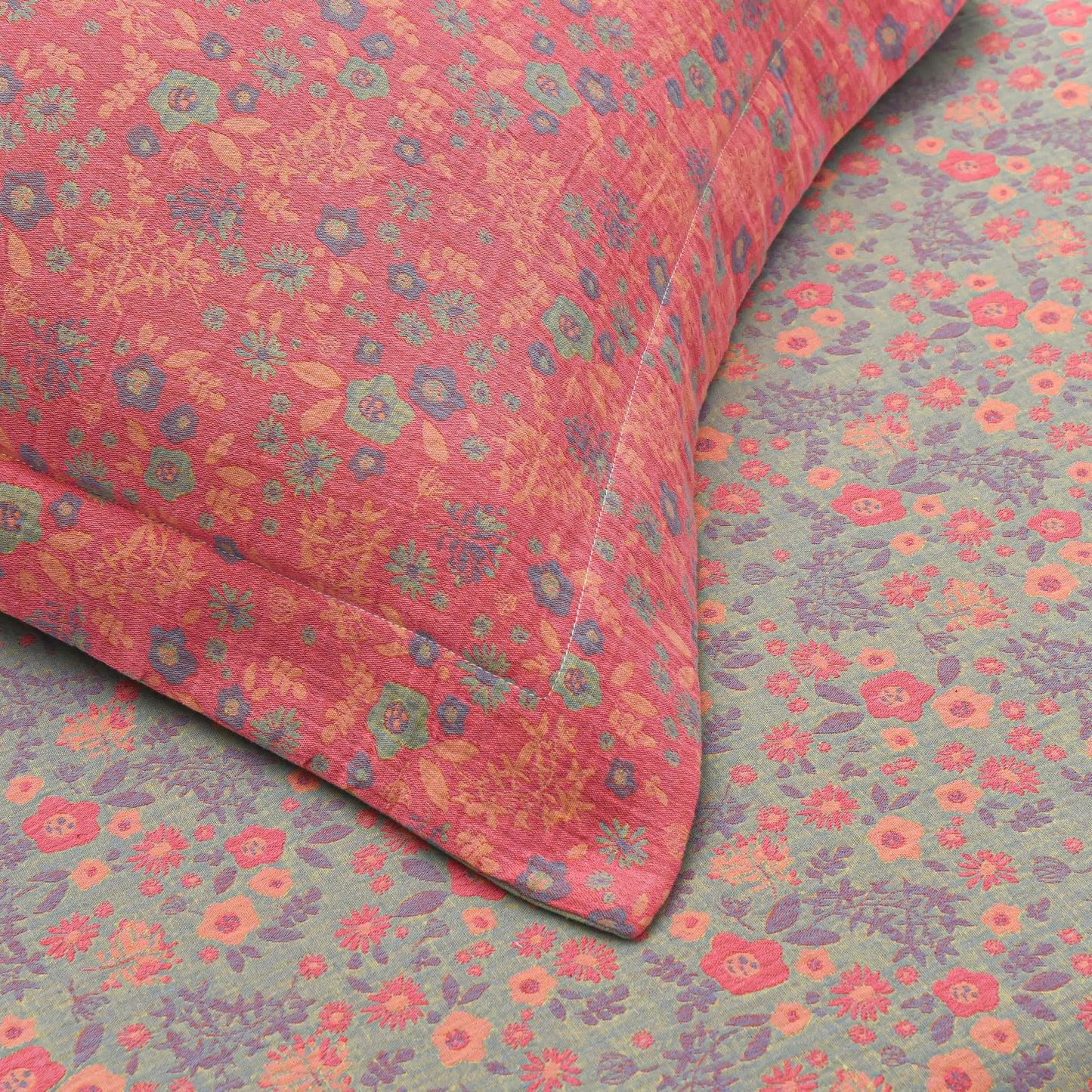 Parure de lit en coton avec housse de couette pastorale (4 pièces)