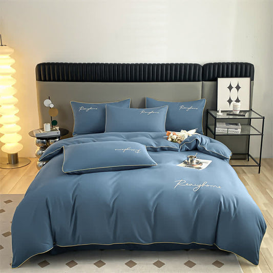 Parure de lit simple et respirante avec housse de couette (4 pièces)