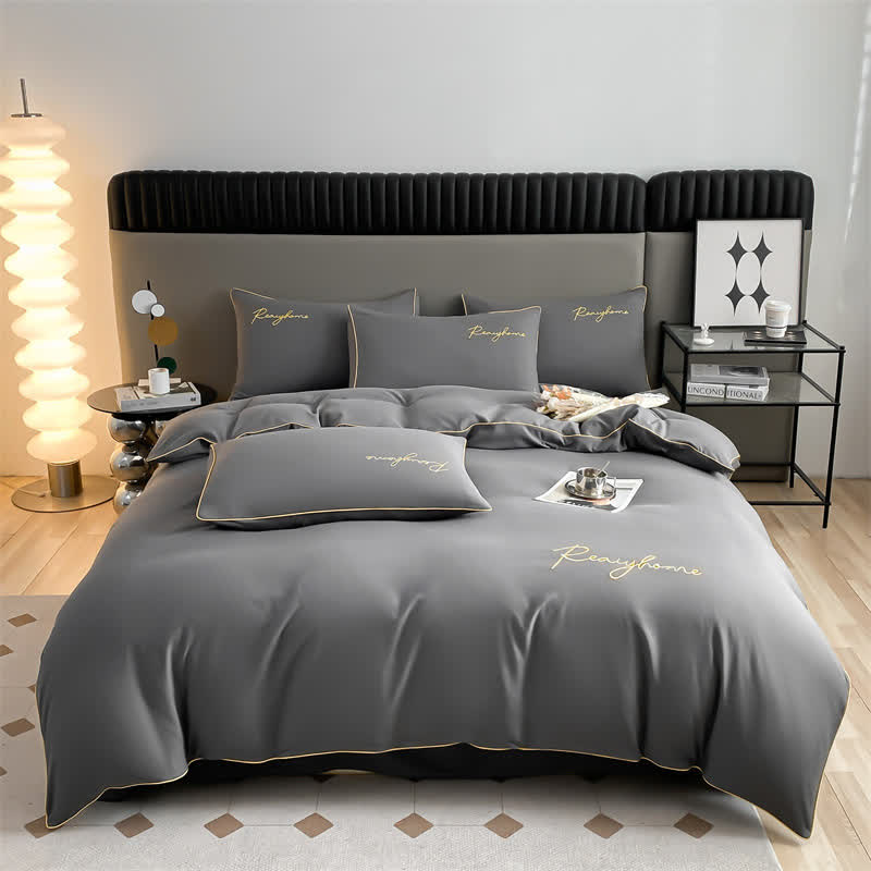 Parure de lit simple et respirante avec housse de couette (4 pièces)