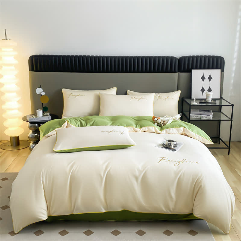 Parure de lit simple et respirante avec housse de couette (4 pièces)