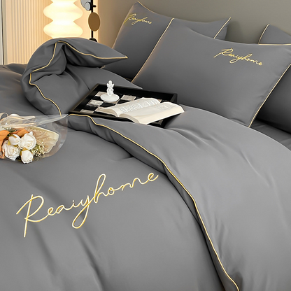 Parure de lit simple et respirante avec housse de couette (4 pièces)