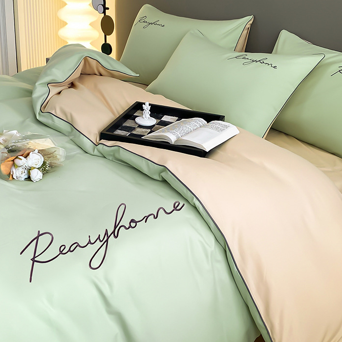 Parure de lit simple et respirante avec housse de couette (4 pièces)