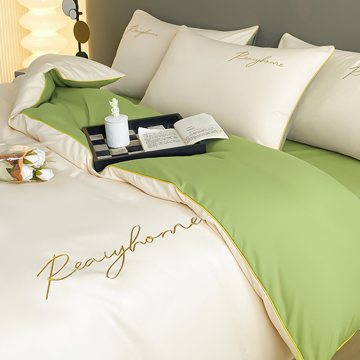 Parure de lit simple et respirante avec housse de couette (4 pièces)