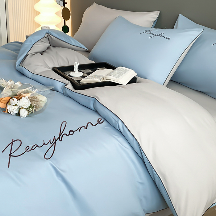 Parure de lit simple et respirante avec housse de couette (4 pièces)