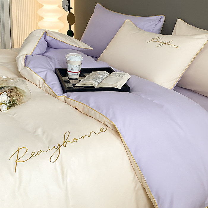 Parure de lit simple et respirante avec housse de couette (4 pièces)