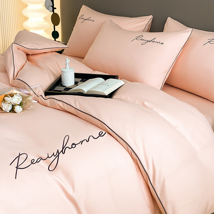 Parure de lit simple et respirante avec housse de couette (4 pièces)