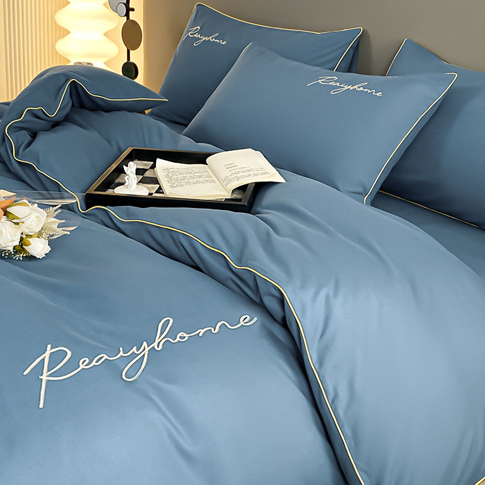 Parure de lit simple et respirante avec housse de couette (4 pièces)