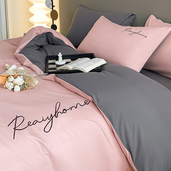 Parure de lit simple et respirante avec housse de couette (4 pièces)