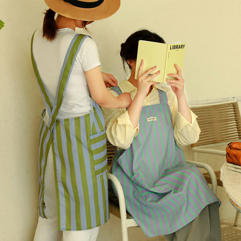 Tablier de cuisine imperméable à rayures simples