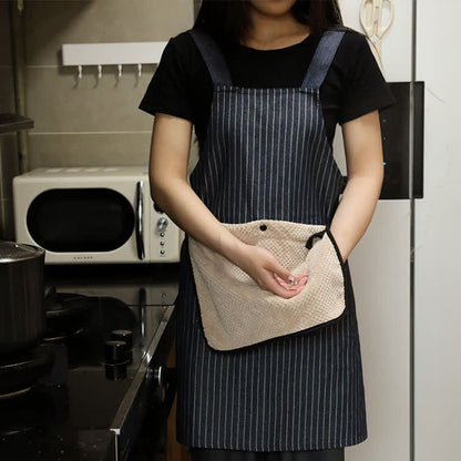 Tablier de cuisine simple à rayures avec poche
