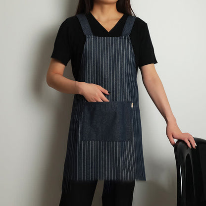 Tablier de cuisine simple à rayures avec poche