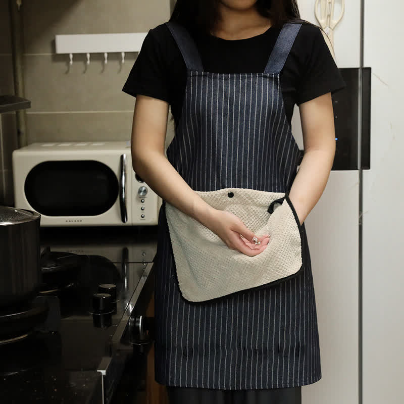 Tablier de cuisine simple à rayures avec poche