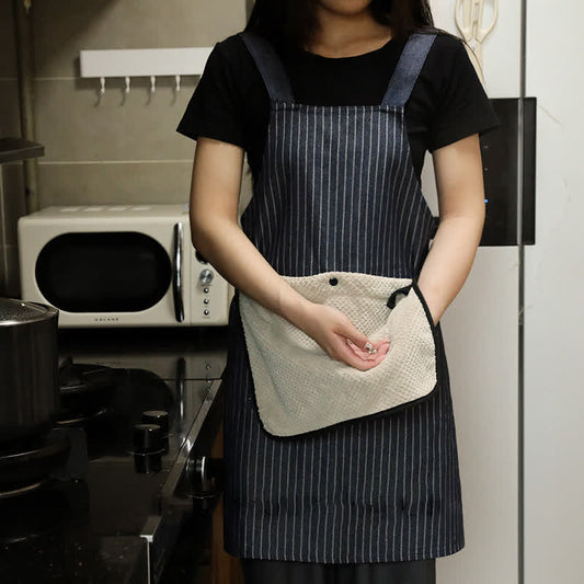 Tablier de cuisine simple à rayures avec poche