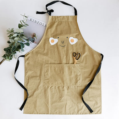 Sourire d'œuf au plat, tablier imperméable parent-enfant