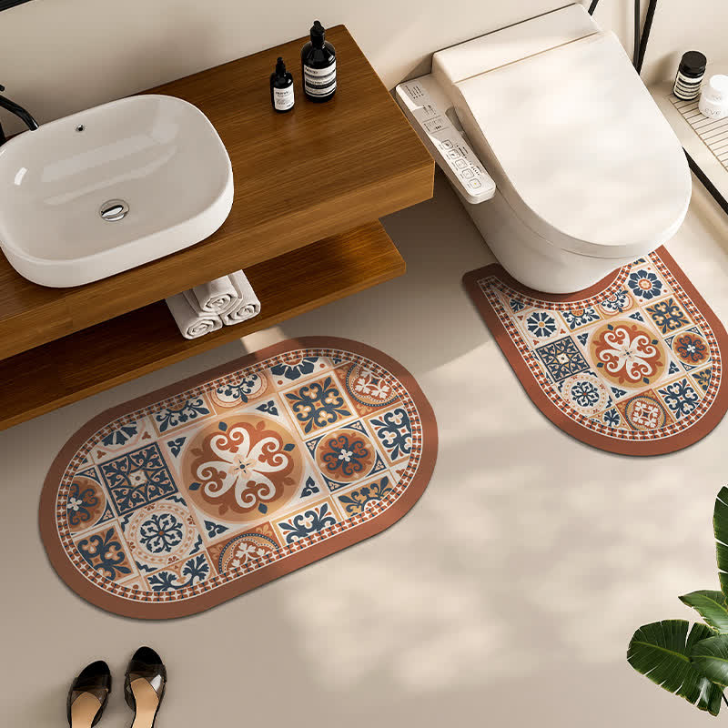 Tapis de bain vintage absorbant en boue de diatomées