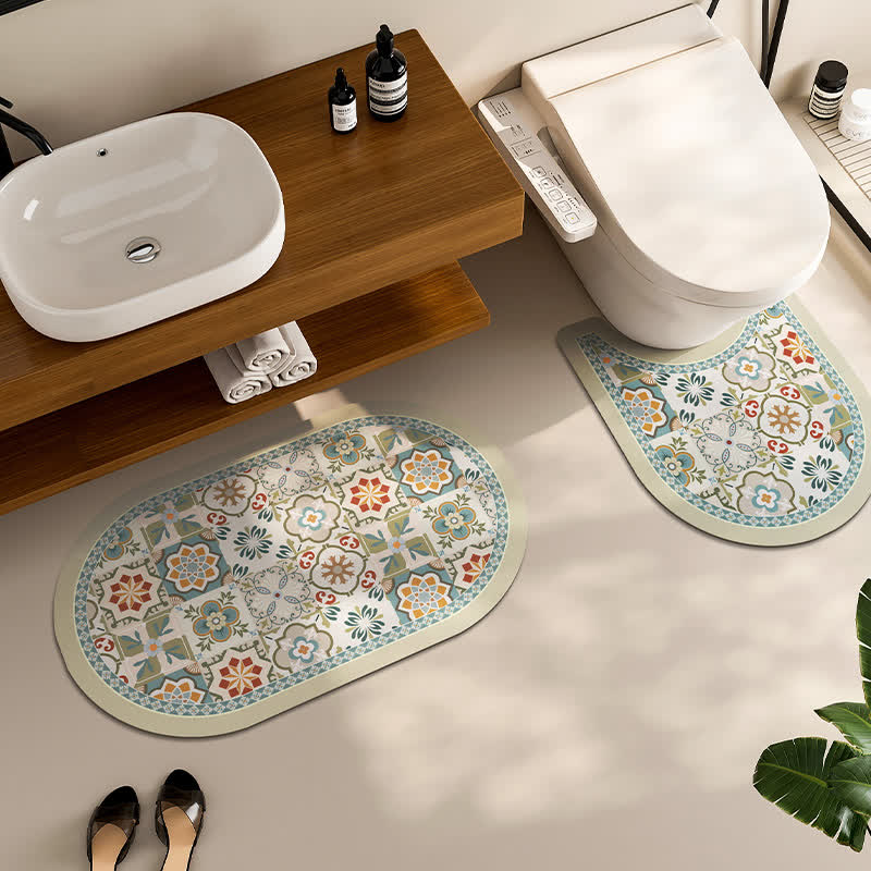 Tapis de bain vintage absorbant en boue de diatomées