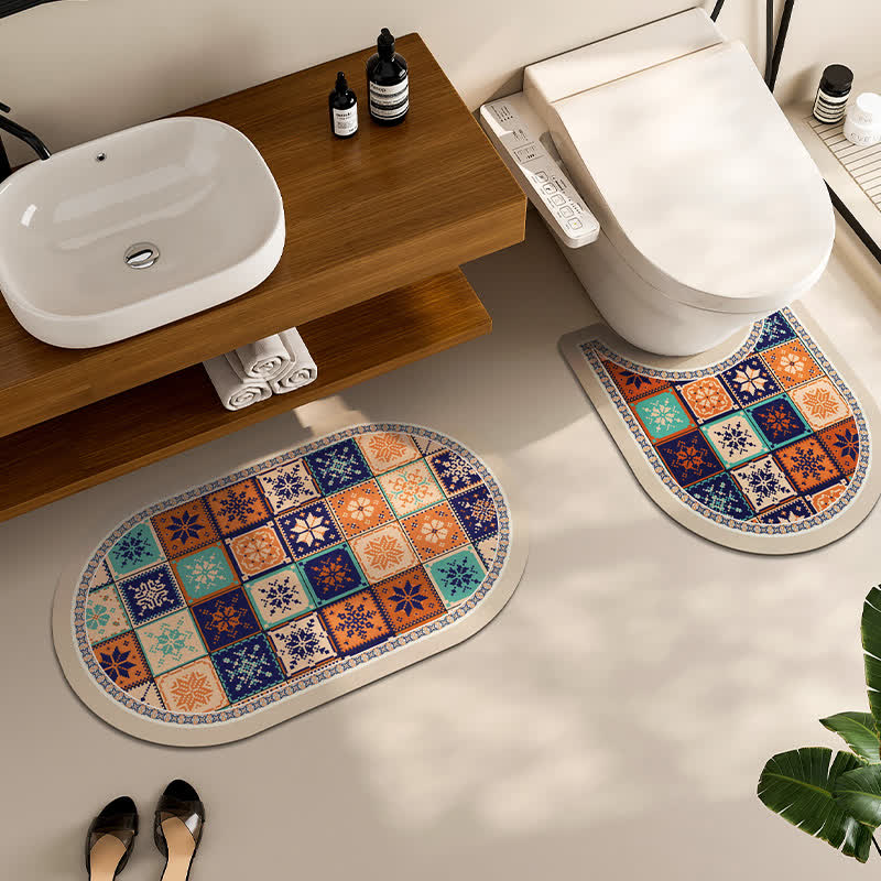 Tapis de bain vintage absorbant en boue de diatomées
