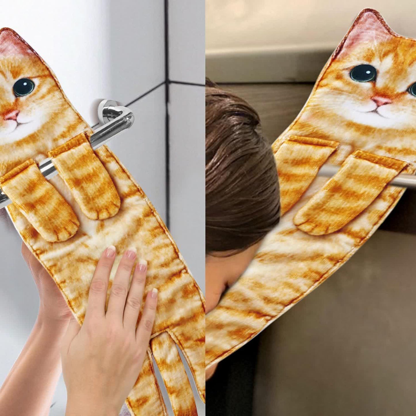 Serviette à motif chat à suspendre dans la cuisine et la salle de bain